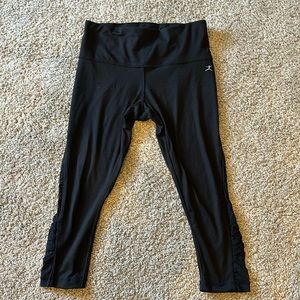 Danskin Black Cropped Leggings with Ribbon like Design with Mesh